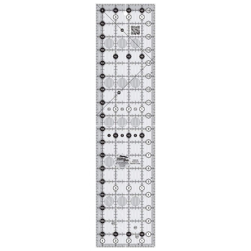 Creative Grids Quilt Ruler 4-1/2in x 18-1/2in Rectangle â€“ CGR418 â€“ Made in USA, Non-Slip Grip Acrylic Quilting, Sewing, Crafting, Patchwork Ruler for Measuring & Cutting Fabric - Image 1